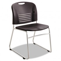 Vy Series Stack Chairs, Plastic Back/Seat, Sled Base, Black, 2/Carton