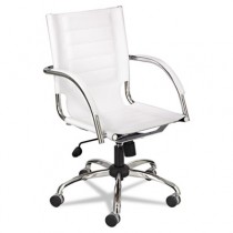 Flaunt Series Mid-Back Manager's Chair, White Leather/Chrome