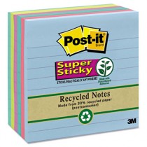Super Sticky Notes, 4 x 4, Lined, T. Breeze Colors, 90 Sheets/Pad, 5 Pads/Pack