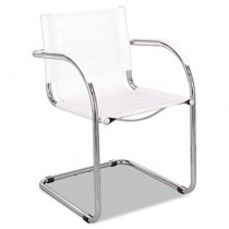 Flaunt Series Guest Chair, White Leather/Chrome
