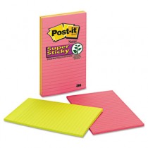 Super Sticky Notes, 5 x 8, Lined, Jewel Pop Colors, 45 Sheets/Pad, 4 Pads/Pack