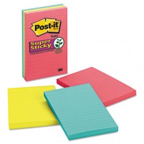 Super Sticky Jewel Pop Notes, 4 x 6, Lined, 3 90-Sheet Pads per Pack