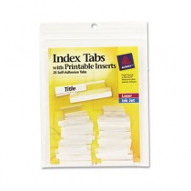 Self-Adhesive Tabs with White Printable Inserts, One Inch, Clear Tab, 25/Pack