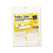 Self-Adhesive Tabs with Printable Inserts, 1 1/2 Inch, Clear Tab, White 25/Pack