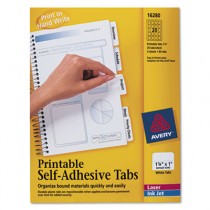 Printable Repositionable Plastic Tabs, 1 1/4 Inch, White, 96/Pack