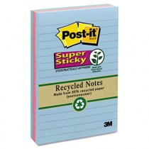 Super Sticky Notes, 4 x 6, Lined, 3 Tropic Breeze Colors, 3 90-Sheet Pads/Pack
