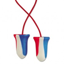 MAX-30-USA Single-Use Earplugs, Corded, 33NRR, Red Polycord, Red/White/Blue