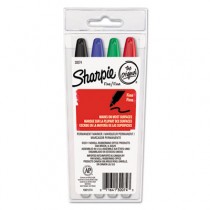 Permanent Markers, Fine Point, Assorted, 4/Set