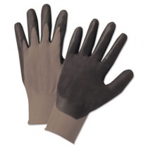 Nitrile-Coated Gloves, Gray, Nylon Knit, Foam Palm, Medium