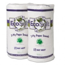 EcoSoft Green Seal Household Roll Towels, 11 x 9, White