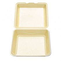 Enviroware Hinged Foam Containers, 9w x 9d x 3h, Wheat