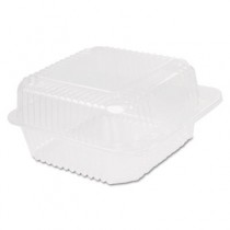 Staylock Clear Hinged Container, Square, Deep Base, 6-1/10 x 6-1/2 x 3, 125/Pack