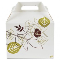 Paper Carryout Cartons, Green/Burgundy, 160 oz, 9 x 6 1/2 x 6
