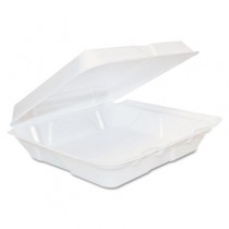Foam Hinged Lid Container, One Compartment, 8w x 71/2d x 2 1/4h, White