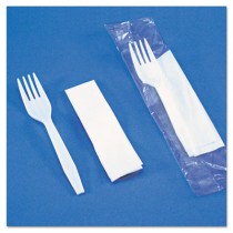 Mediumweight, White;Senate Cutlery Kit: Fork, Straw, Napkin