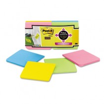 Full Adhesive Notes, 3 x 3, Assorted New York Colors, 12/Pack