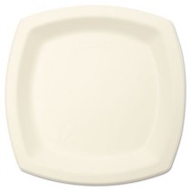 Bare Eco-Forward Sugarcane Plates, 6.7 Inches, Ivory, Square, 125/Pack