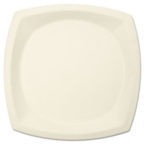 Bare Eco-Forward Sugarcane Plates, 10 Inches, Ivory, Square, 125/Pack