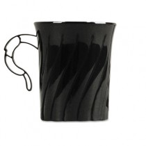 Classicware Plastic Mugs, 8 oz., Black, 8/Pack