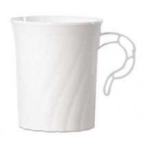 Classicware Plastic Mugs, 8 oz., White, 8/Pack