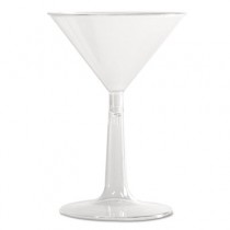 Comet Plastic Martini Glasses, 6 oz., Clear, Two-Piece Construction, 12/Pack