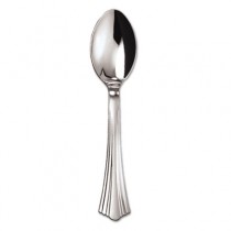 Heavyweight Plastic Spoons, Silver, 6 1/4 Inches, Reflections Design, 600/Case