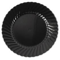 Classicware Plastic Plates, 6 Inches, Black, Round, 10/Pack