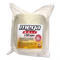 Mega Roll Wipes Refill, 8 x 8, White, 1200/Roll