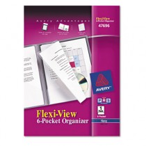 Flexi-View Six-Pocket Polypropylene Organizer, 150-Sheet Capacity, Navy/Blue