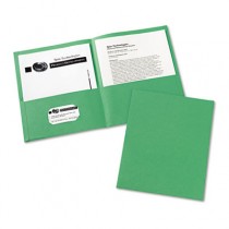 Two-Pocket Embossed Paper Portfolio, 30-Sheet Capacity, Green, 25/Box