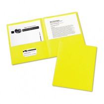 Two-Pocket Embossed Paper Portfolio, 30-Sheet Capacity, Yellow, 25/Box