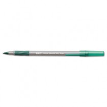Ultra Round Stic Grip Ballpoint Stick Pen, Green Ink, Medium, Dozen