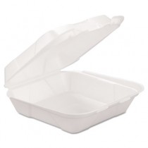 Foam Hinged Carryout Container, 1-Compartment, White