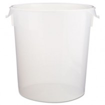 Round Storage Containers, 22qt, 13 1/8dia x 14h, Clear
