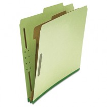 Pressboard Classification Folder, Letter, Four-Section, Green, 10/Box