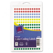 Removable Self-Adhesive Color-Coding Labels, 1/4in dia, Assorted, 768/Pack