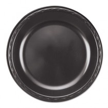 Elite Laminated Foam Plates, 10 1/4 Inches, Black, Round, 125/Pack