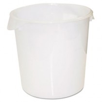 Round Storage Containers, Polypropylene, 22 qt, White, 13 1/8" Dia, 12"H