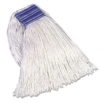 Cut-End Blend Mop Heads, Cotton/Synthetic, White, 24 oz, 5-in. Headband