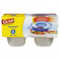 GladWare Mini-Round Food Container with Lid, 4 oz., Plastic, Clear