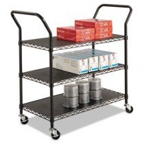 Wire Utility Cart, 3-Shelf, 43-3/4w x 19-1/4d x 40-1/2h, Black