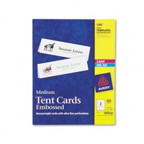Tent Cards, White, 2 1/2 x 8 1/2, 2 Cards/Sheet, 100 Cards/Box