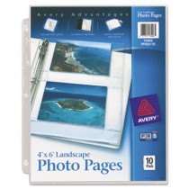 Photo Pages for Four 4 x 6 Horizontal Photos, 3-Hole Punched, 10/Pack