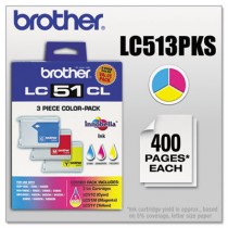 LC513PKS Ink, 400 Page-Yield, 3/Pack, Tri-Color