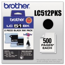 LC512PKS Ink, 500 Page-Yield, 2/Pack, Black