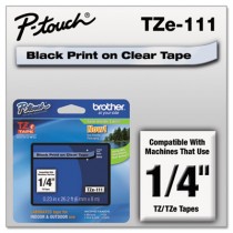 TZe Standard Adhesive Laminated Labeling Tape, 1/4w, Black on Clear