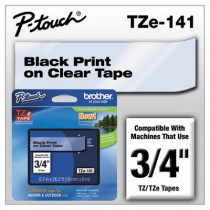 TZe Standard Adhesive Laminated Labeling Tape, 3/4w, Black on Clear