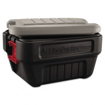 ActionPacker Storage Box, 8gal, Black/Gray