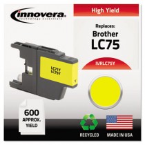 Compatible Remanufactured High-Yield LC75Y Ink, 600 Page-Yield, Yellow