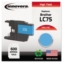 Compatible Remanufactured High-Yield LC75C Ink, 600 Page-Yield, Cyan